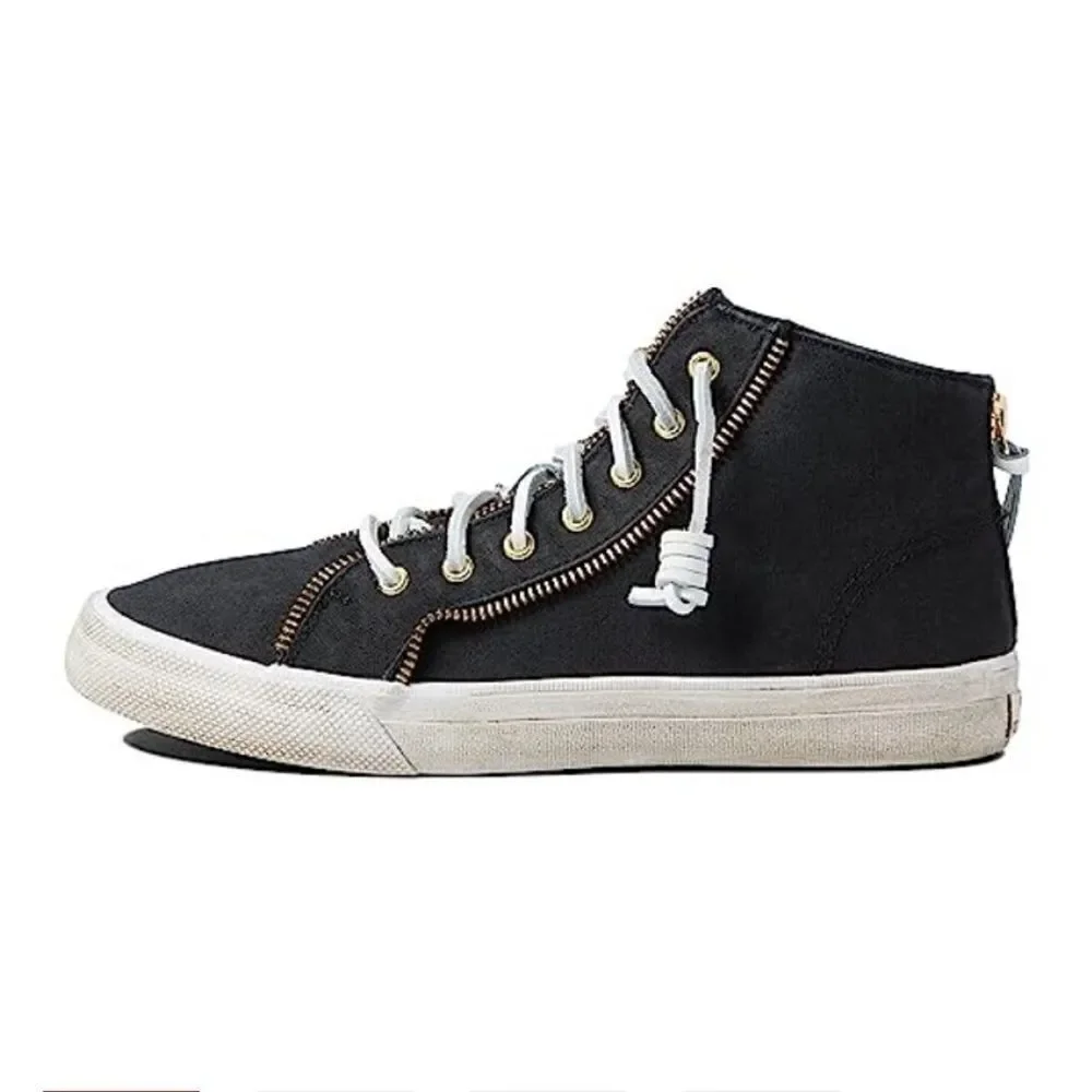 Sperry Collab Rebecca Minkoff High Top Lace Up Zipper Sneakers Black, 8 NWOB